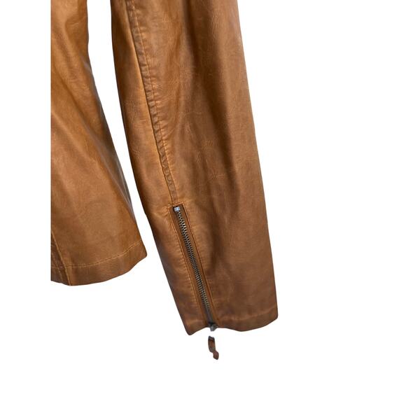 MAX STUDIO, SIZE L, BROWN FAUX LEATHER MOTORCYCLE JACKET - Picture 4 of 7